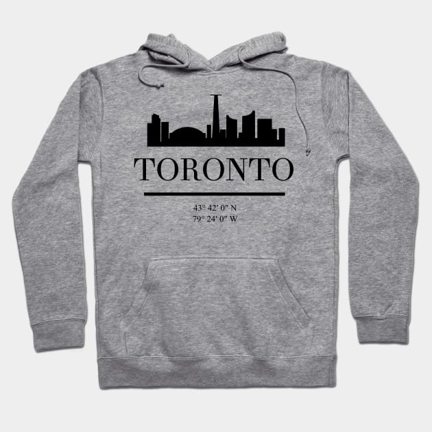 TORONTO CANADA BLACK SILHOUETTE SKYLINE ART Hoodie by deificusArt